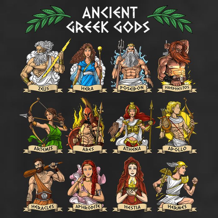 Greek Mythology Gods Ancient Greece 7 Panel Mesh Trucker Snapback Hat