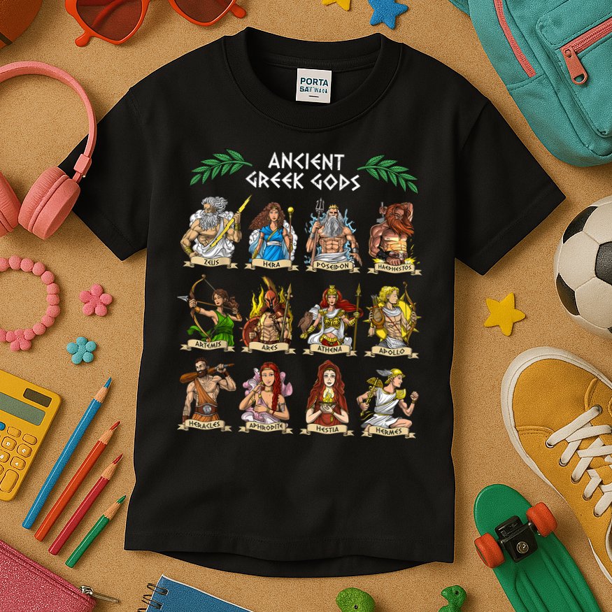 Greek Mythology Gods Ancient Greece Kids T-Shirt