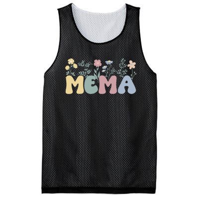 Groovy Mema Grandmother Flowers Mema Grandma Mesh Reversible Basketball Jersey Tank