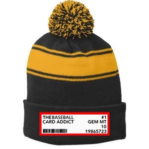 Gem Mint Graded Baseball Card Addict Grade Stripe Pom Pom Beanie