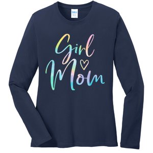 Girl Mom Gifts For Mother Mama Of Girl Tie Dye Ladies Long Sleeve Shirt