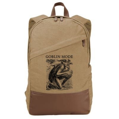 Goblin Mode Goblincore Vintage Aesthetic Funny Off Day Trend Cotton Canvas Backpack