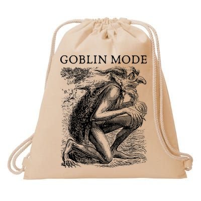 Goblin Mode Goblincore Vintage Aesthetic Funny Off Day Trend Drawstring Bag