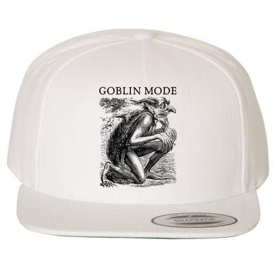 Goblin Mode Goblincore Vintage Aesthetic Funny Off Day Trend Wool Snapback Cap