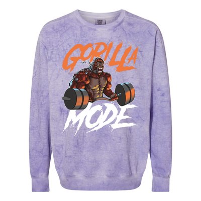 Gorilla Mode Gym Beast Workout Weights Lifting Power Gift Colorblast Crewneck Sweatshirt