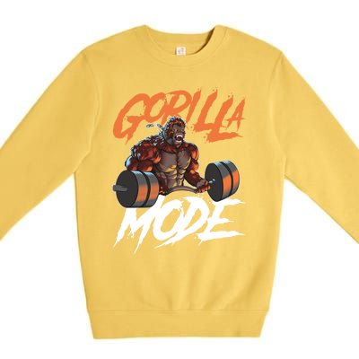 Gorilla Mode Gym Beast Workout Weights Lifting Power Gift Premium Crewneck Sweatshirt