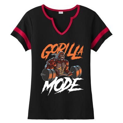 Gorilla Mode Gym Beast Workout Weights Lifting Power Gift Ladies Halftime Notch Neck Tee