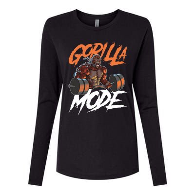 Gorilla Mode Gym Beast Workout Weights Lifting Power Gift Womens Cotton Relaxed Long Sleeve T-Shirt