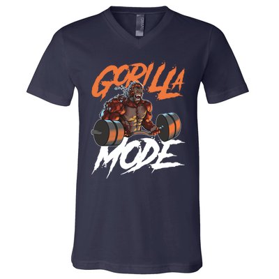 Gorilla Mode Gym Beast Workout Weights Lifting Power Gift V-Neck T-Shirt