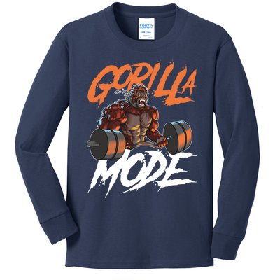 Gorilla Mode Gym Beast Workout Weights Lifting Power Gift Kids Long Sleeve Shirt