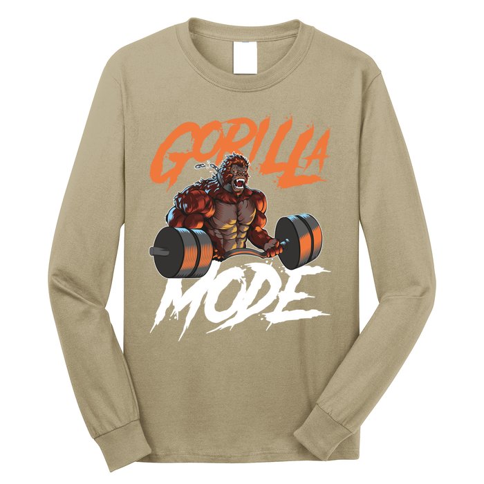 Gorilla Mode Gym Beast Workout Weights Lifting Power Gift Long Sleeve Shirt