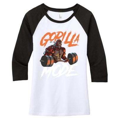 Gorilla Mode Gym Beast Workout Weights Lifting Power Gift Women's Tri-Blend 3/4-Sleeve Raglan Shirt