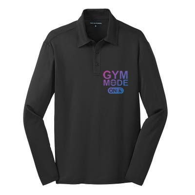 Gym Mode Gift That Says Gym Mode On Beast Gym Mode Gift Silk Touch Performance Long Sleeve Polo