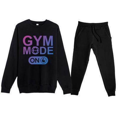 Gym Mode Gift That Says Gym Mode On Beast Gym Mode Gift Premium Crewneck Sweatsuit Set