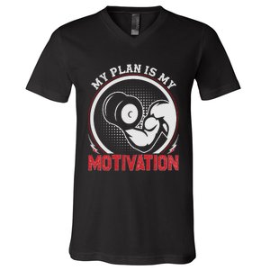 Gym Motivation Graphic V-Neck T-Shirt