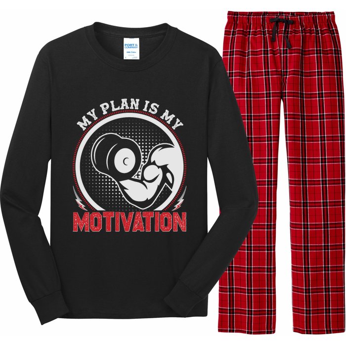 Gym Motivation Graphic Long Sleeve Pajama Set