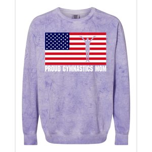 Gymnastics Mom Great Gift With Usa Flag Colorblast Crewneck Sweatshirt