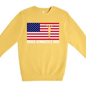 Gymnastics Mom Great Gift With Usa Flag Premium Crewneck Sweatshirt