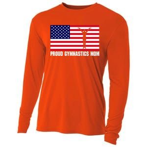 Gymnastics Mom Great Gift With Usa Flag Cooling Performance Long Sleeve Crew