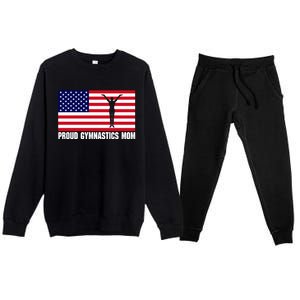 Gymnastics Mom Great Gift With Usa Flag Premium Crewneck Sweatsuit Set