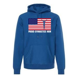 Gymnastics Mom Great Gift With Usa Flag Premium Hoodie