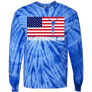 Gymnastics Mom Great Gift With Usa Flag Tie-Dye Long Sleeve Shirt