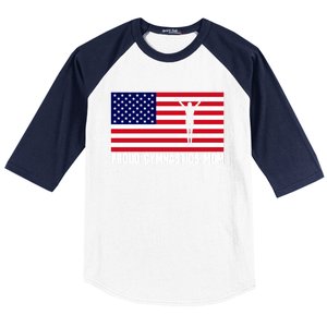 Gymnastics Mom Great Gift With Usa Flag Baseball Sleeve Shirt