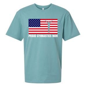 Gymnastics Mom Great Gift With Usa Flag Sueded Cloud Jersey T-Shirt