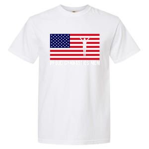 Gymnastics Mom Great Gift With Usa Flag Garment-Dyed Heavyweight T-Shirt