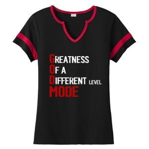 God Mode Greatness Of A Different Level Head Ofthe Table Ladies Halftime Notch Neck Tee