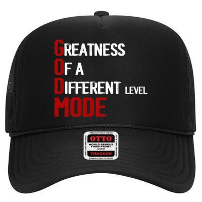 God Mode Greatness Of A Different Level Head Ofthe Table High Crown Mesh Back Trucker Hat