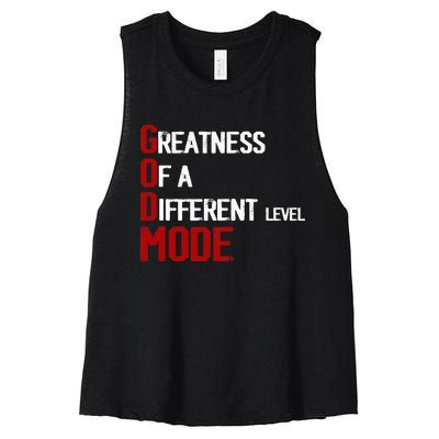 God Mode Greatness Of A Different Level Head Ofthe Table Women's Racerback Cropped Tank