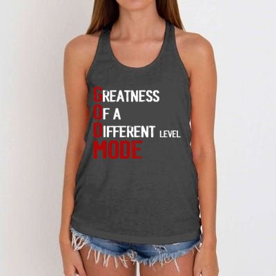 God Mode Greatness Of A Different Level Head Ofthe Table Women's Knotted Racerback Tank