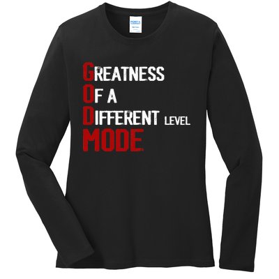 God Mode Greatness Of A Different Level Head Ofthe Table Ladies Long Sleeve Shirt