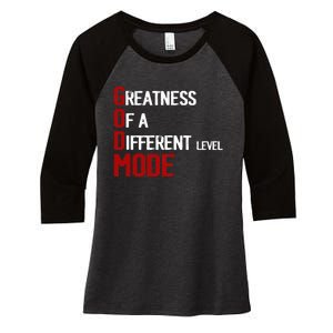 God Mode Greatness Of A Different Level Head Ofthe Table Women's Tri-Blend 3/4-Sleeve Raglan Shirt