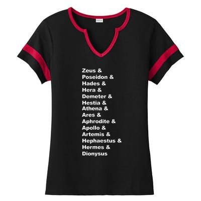 Greek Mythology Gods Pantheon List Of Demigod Names Ladies Halftime Notch Neck Tee