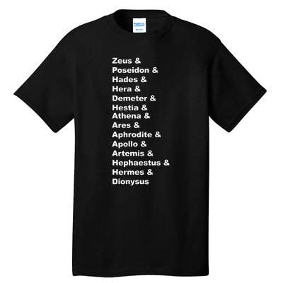 Greek Mythology Gods Pantheon List Of Demigod Names Tall T-Shirt