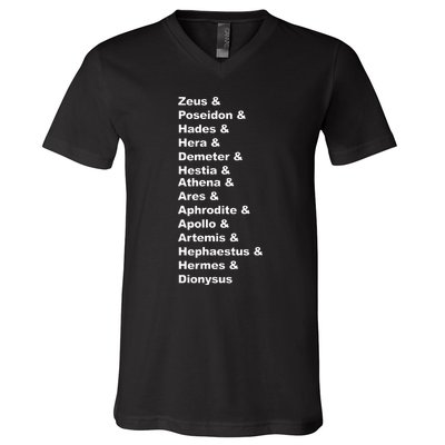 Greek Mythology Gods Pantheon List Of Demigod Names V-Neck T-Shirt