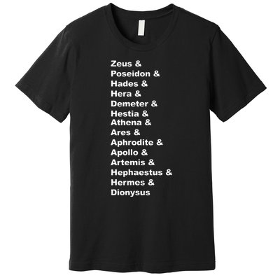 Greek Mythology Gods Pantheon List Of Demigod Names Premium T-Shirt