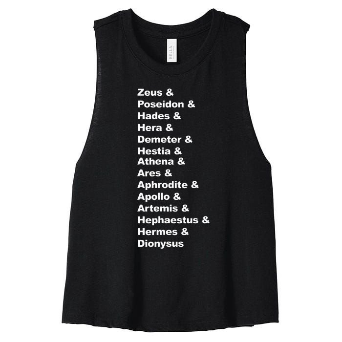 Greek Mythology Gods Pantheon List Of Demigod Names Women's Racerback Cropped Tank