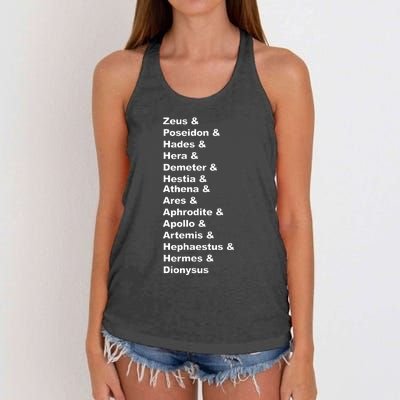 Greek Mythology Gods Pantheon List Of Demigod Names Women's Knotted Racerback Tank