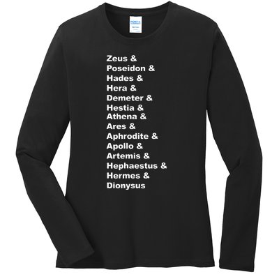 Greek Mythology Gods Pantheon List Of Demigod Names Ladies Long Sleeve Shirt