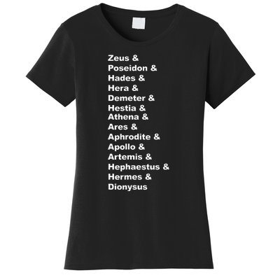 Greek Mythology Gods Pantheon List Of Demigod Names Women's T-Shirt