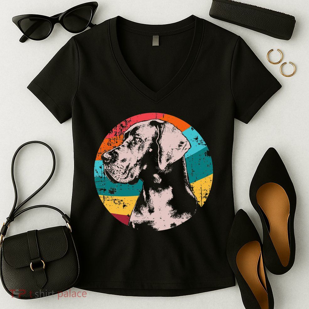 German Mastiff Great Dane Dog Breed Women's V-Neck T-Shirt