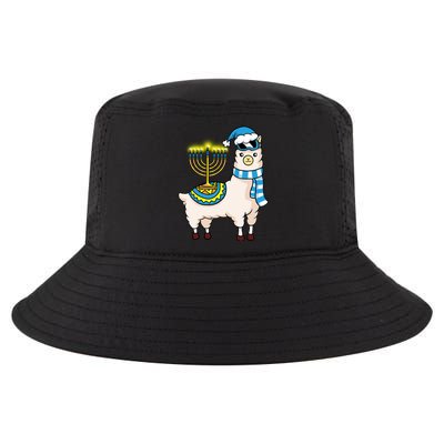 Glowing Menorah Hanukkah Llama Cute Alpaca Chanukah Cool Comfort Performance Bucket Hat