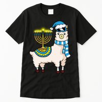Glowing Menorah Hanukkah Llama Cute Alpaca Chanukah Tall T-Shirt