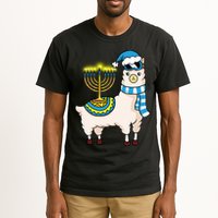 Glowing Menorah Hanukkah Llama Cute Alpaca Chanukah Tall T-Shirt