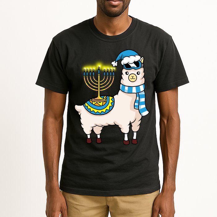 Glowing Menorah Hanukkah Llama Cute Alpaca Chanukah Tall T-Shirt