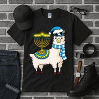 Glowing Menorah Hanukkah Llama Cute Alpaca Chanukah Tall T-Shirt
