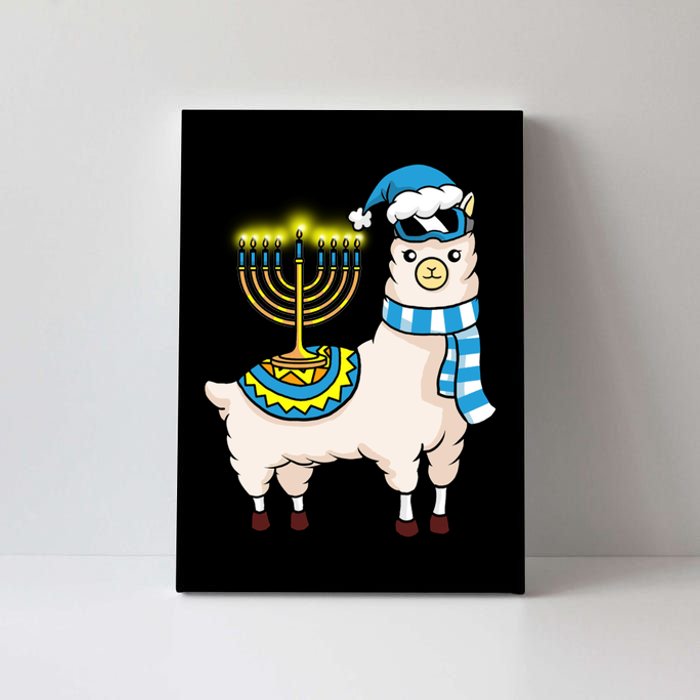 Glowing Menorah Hanukkah Llama Cute Alpaca Chanukah Canvas